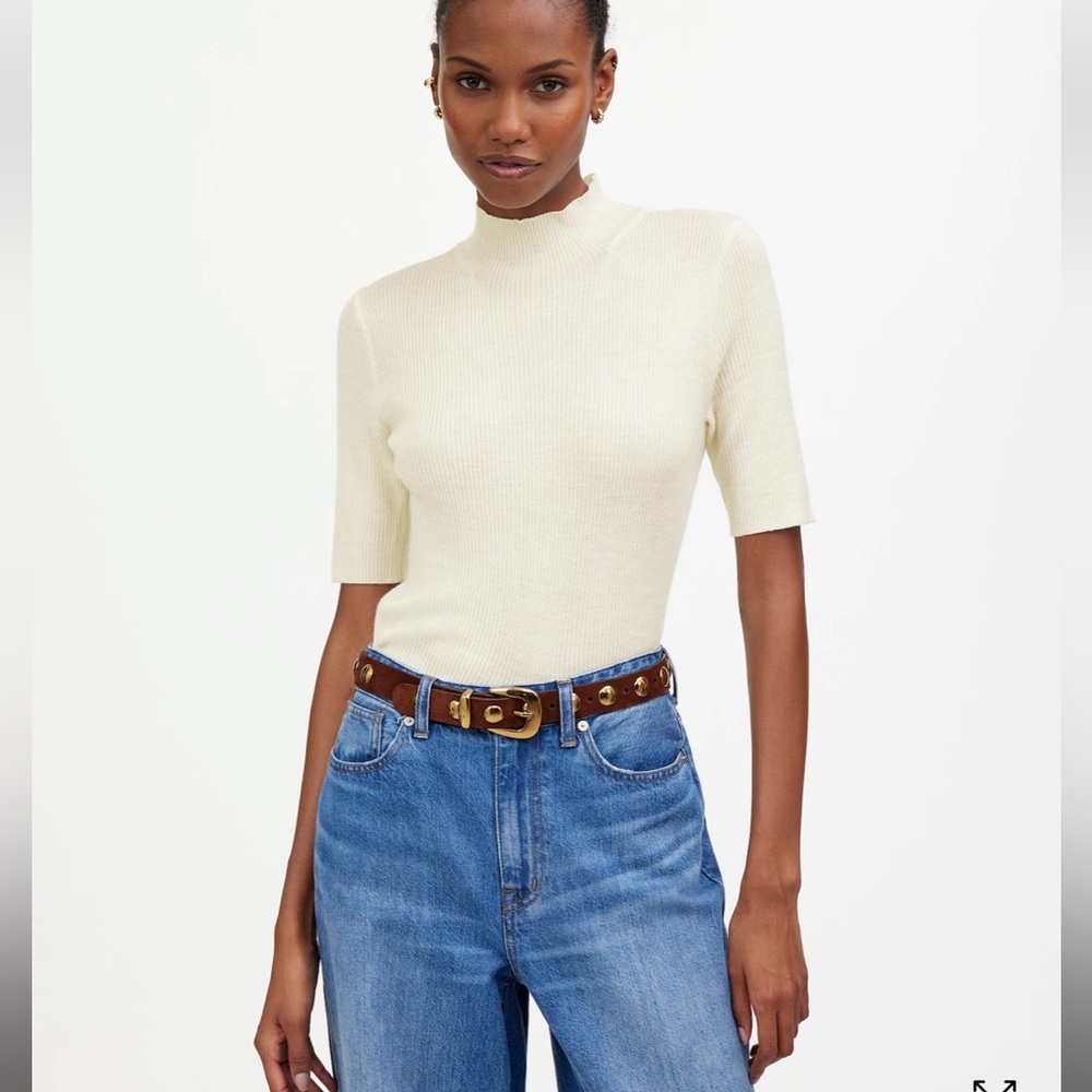 (NWOT) Madewell Ribbed Merino Wool Mockneck Sweater Tee, XS